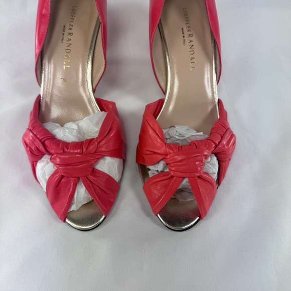 Loeffler Randall Knot Kid Nappa Leather D'Orsay Pumps Peep Toe Lipstick Pink 7 - Picture 9 of 14